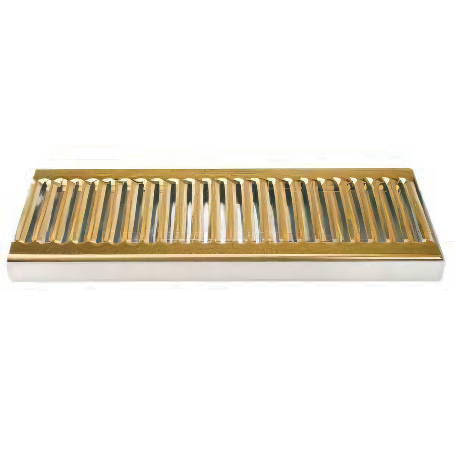Product image #1 for Micro Matic Surface Mount Drip Tray Trough, 12" W x 5" D, Stainless Steel with Louvered PVD Brass Screen, No Drain