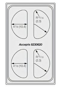 Vollrath Miramar Stainless Steel Adapter Plate Template for 4 Half Oval Decorative Pans