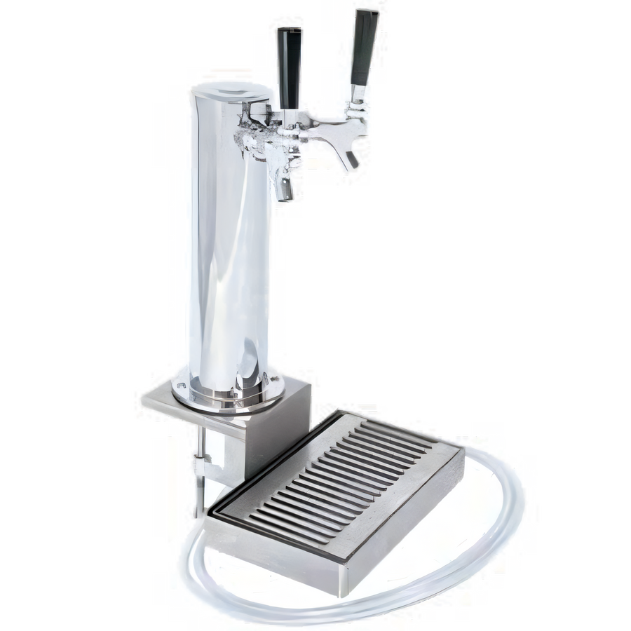 Product image #1 for Clamp-On 2-Faucet Countertop Draft Beer Tower with Chrome Finish and Stainless Steel Drip Tray