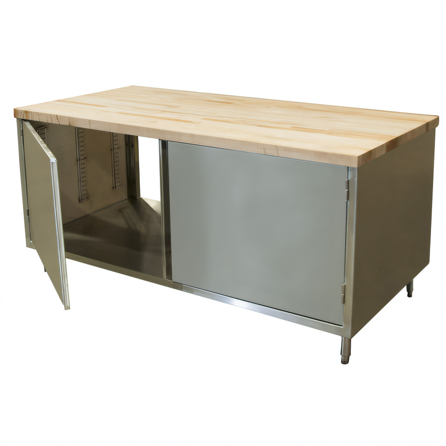 Product image #1 for BK Resources 72-Inch Dual-Access Hard Maple Top Chef Table with Stainless Steel Cabinet Base