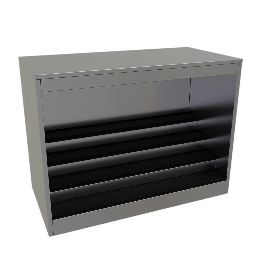 Product image #1 for Glastender 48-Inch Open Front Back Bar Liquor Display Cabinet with 3 Steps and LED Lighting