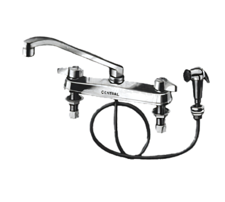 Product image #1 for T&S Deck Mount Pre-Rinse Faucet with 8-Inch Centers, 8-Inch Swing Spout, and Spray Arm