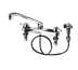 Thumbnail image #1 for T&S Deck Mount Pre-Rinse Faucet with 8-Inch Centers, 8-Inch Swing Spout, and Spray Arm
