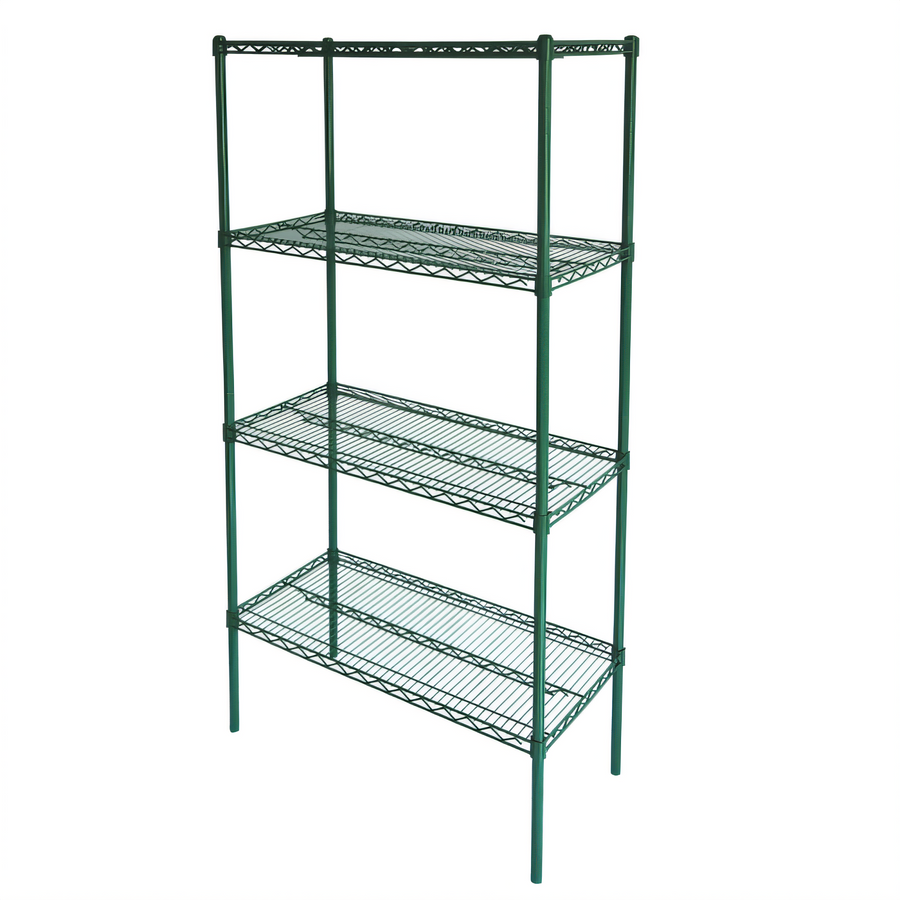 Product image #1 for Commercial Heavy-Duty Epoxy-Coated Wire Shelving Set, 36"L x 24"W x 72"H, Green