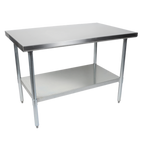 Thumbnail image #1 for John Boos Stallion FBLG6018 60 x 18 Inch 18/430 Stainless Steel Work Table with Flat Top and Adjustable Galvanized Undershelf Base
