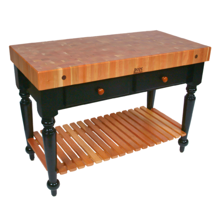 Product image #1 for Rouge et Noir Le Rustica 48-Inch x 24-Inch End-Grain Cherry Work Table with 2 Drawers and Slatted Undershelf
