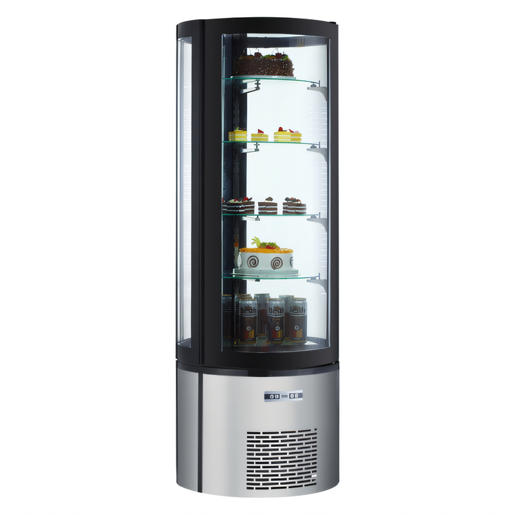 Product image #1 for Black Diamond BDRCK-400 Floor Standing Refrigerated Cake Display Case, Curved Glass, 12.7 Cu. Ft.