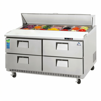 Everest 47-1/2 Inch Two-Section Drawered Sandwich Prep Table with 4 Drawers, 13 Cu. Ft., Rear-Mounted Self-Contained Refrigeration