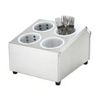 Thumbnail image #1 for Winco FC-4H 4-Hole 2-Tier Stainless Steel Flatware Cylinder Holder Case of 4