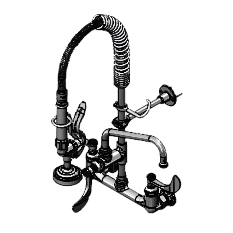 Product image #1 for T&S Brass Mini Pre-Rinse Unit, 8-Inch Wall Mount, 8-Inch Centers, 8-Inch Swing Nozzle, 1.42 GPM