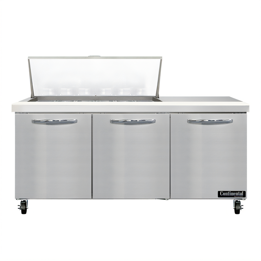 Product image #1 for Mighty Top SW72N18M 72" Three-Section Refrigerated Sandwich Prep Table