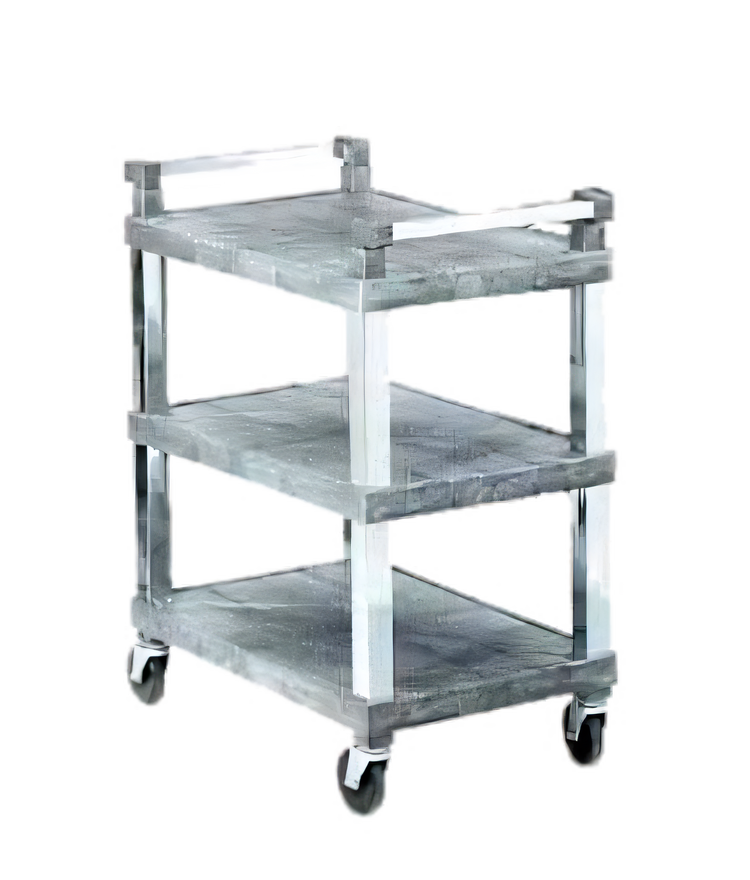 Product image #1 for 3-Shelf Open Plastic Utility Cart with Chrome-Plated Uprights, Gray