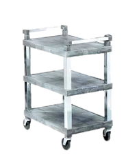 3-Shelf Open Plastic Utility Cart with Chrome-Plated Uprights, Gray