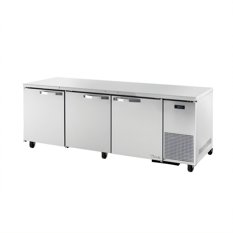 Product image #1 for True SPEC SERIES 3-Section Deep Undercounter Solid Door Refrigerator, Stainless Steel, Side-Mounted Self-Contained