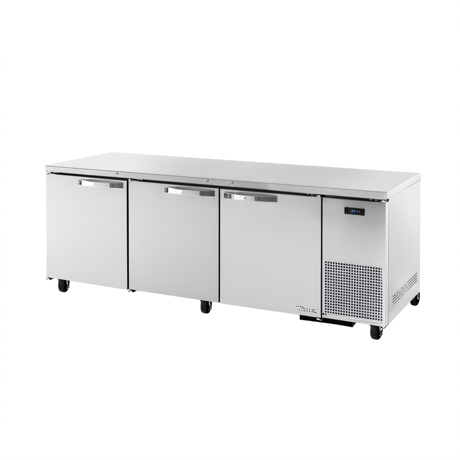 Product image #1 for True SPEC SERIES 3-Section Deep Undercounter Solid Door Refrigerator, Stainless Steel, Side-Mounted Self-Contained