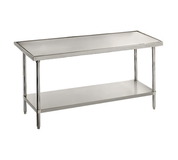 Product image #1 for Advance Tabco 48 x 24 Inch 14-Gauge 304 Stainless Steel Work Table with Countertop Edge and Adjustable Undershelf