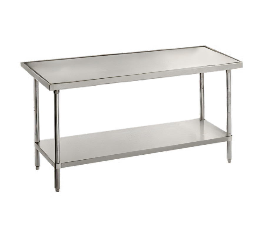 Product image #1 for Advance Tabco 48 x 24 Inch 14-Gauge 304 Stainless Steel Work Table with Countertop Edge and Adjustable Undershelf