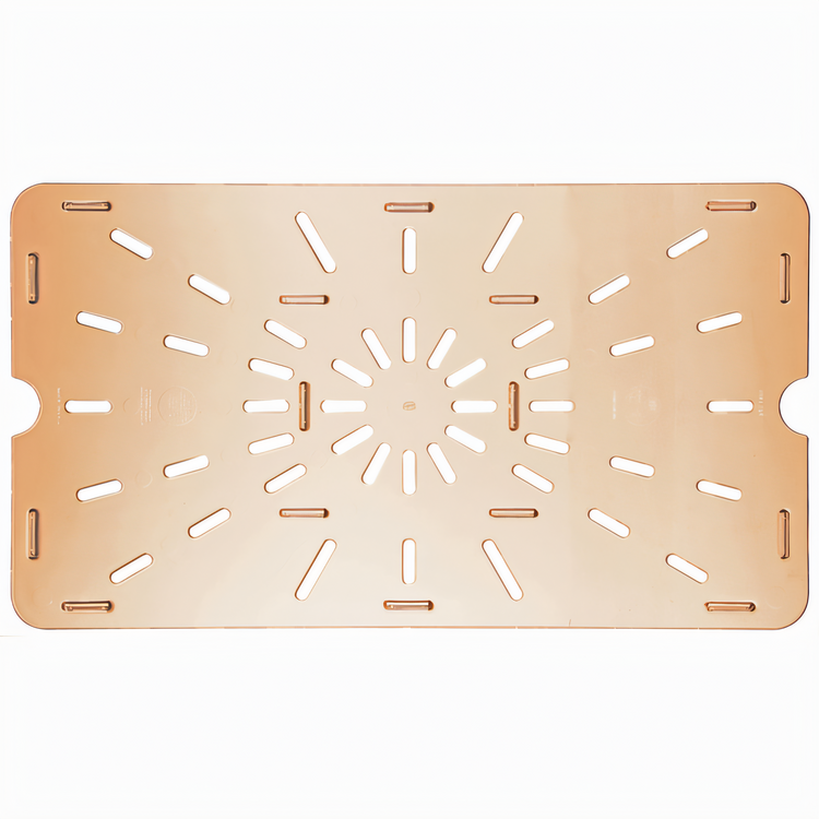 Product image #1 for StorPlus High Heat Full-Size Amber Footed Notched Drain Shelf for 1/1 Food Pans