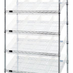 Thumbnail image #1 for Quantum WRS-7-108CL Stationary Wire Shelving Bin Storage System, 36 x 18 x 74 in, 24 Clear Bins, Chrome Finish, 7 Shelves