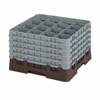 Thumbnail image #2 for Cambro Camrack® 16S1058167 Full-Size 16-Compartment Brown Glass Rack with 5 Soft Gray Extenders Case of 2