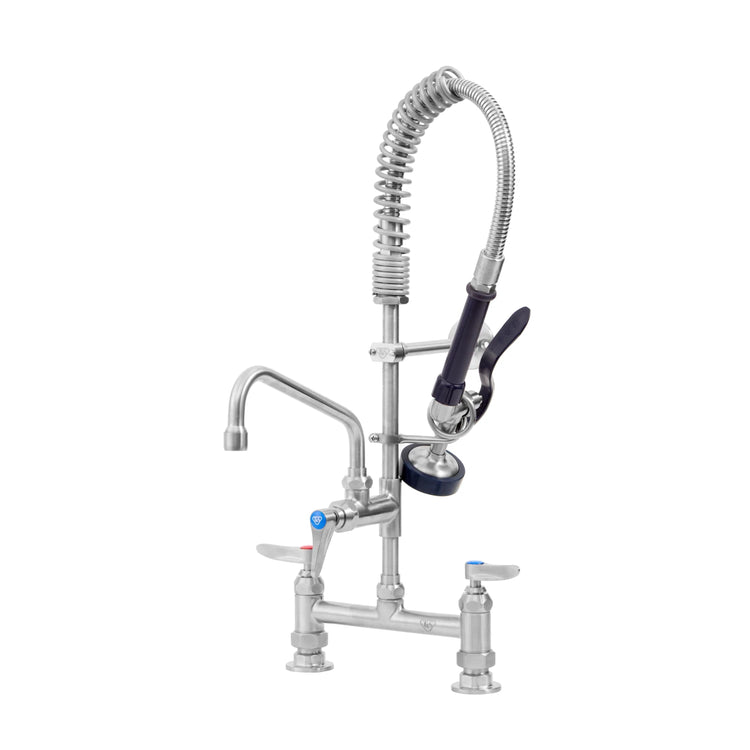 Product image #1 for EverSteel Stainless Steel 8-Inch Centers Deck Mount Pre-Rinse Mixing Faucet Assembly with Swing Nozzle and Wall Bracket