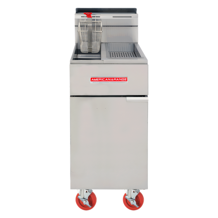 Product image #1 for American Range AF-25/DS Floor Model Gas Tube Fryer with Dump Station, 25 lb Capacity