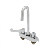 equip 4-Inch Deck Mount Workboard Mixing Faucet with 3-Inch Swivel Gooseneck, Ceramic Cartridges, and Wrist Action Handles