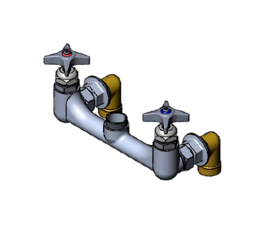 Product image #1 for T&S Brass Big-Flo Wall-Mounted Kettle & Pot Sink Mixing Faucet with 12" Swing Nozzle, 8" Adjustable Centers