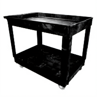 Rubbermaid Commercial Products Two-Shelf Utility Bus Cart, 500 lb Capacity, Black Polyethylene