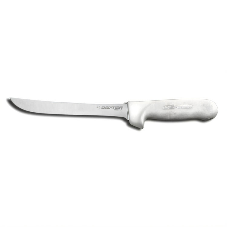 Product image #1 for Dexter Russell Sani-Safe 7-1/2 Inch Stiff Heading Knife, High Carbon Steel, White Polypropylene Handle