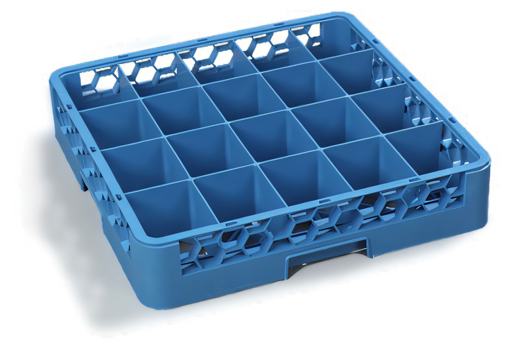 Product image #1 for Carlisle OptiClean Full-Size Tilted 20-Compartment Blue Polypropylene Dishwasher Cup Rack