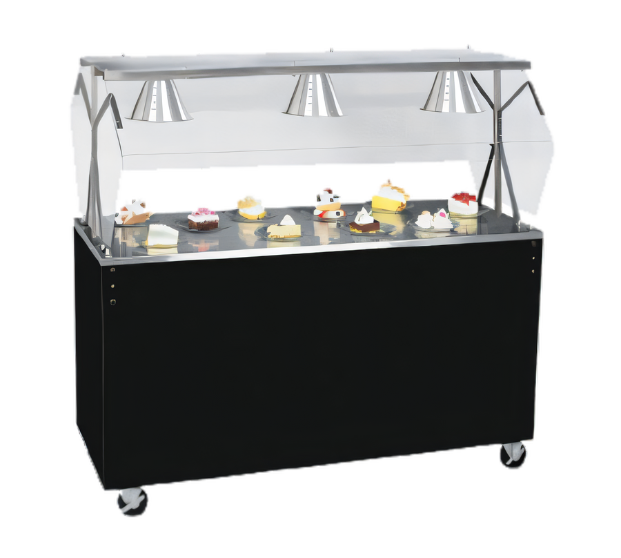 Product image #1 for Vollrath 2-Series Affordable Portable 46-Inch Mobile Utility Station with Storage Doors, Buffet Breath Guard Lights, and Stainless Steel Top