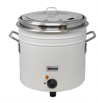 Omcan 11 Qt Retro Electric Soup Warmer / Rethermalizer, White Ceramic, 120V