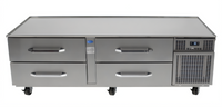 Randell Two-Section Self-Contained Refrigerated Chef Base Equipment Stand with 4 Drawers, 72 Inch W, Right-Side Compressor