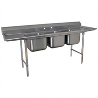 Advance Tabco Regaline 3-Compartment Stainless Steel Sink, 91-Inch Long with Left & Right-Hand Drainboards
