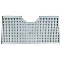 18 Inch x 9 Inch Surface Mount Stainless Steel Drip Tray Trough with Perforated Screen and 1/2 Inch Drain