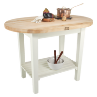 Boos Block Elliptical C-Table Work Table, 48 x 30 x 35 Inch, Edge Grain Butcher Block Top, Northern Hard Rock Maple, Oil Finish, Painted Wood Base