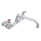 Thumbnail image #1 for John Boos PBF-12-SLF-X Heavy-Duty Lead-Free Backsplash-Mount Faucet with 12-Inch Swing Spout, 8-Inch Centers, Chrome Finish