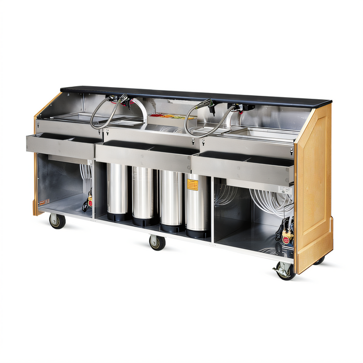 Product image #1 for Executive Series 95-Inch Portable Pre-Mix/Post-Mix Bar with Dual Ice Bins and Solid Surface Top