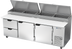 Thumbnail image #1 for Beverage-Air 93-Inch Three-Section Pizza Top Refrigerated Counter with 2 Doors and 2 Drawers