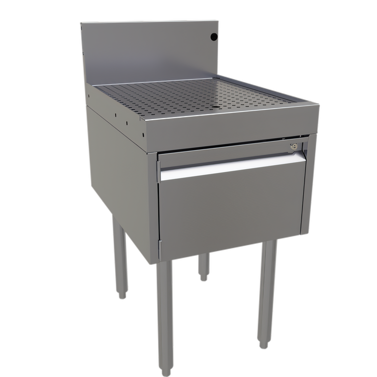 Product image #1 for Glastender Underbar Drainboard Half Cabinet with Locking Door, 18-Inch Wide x 24-Inch Deep, Stainless Steel