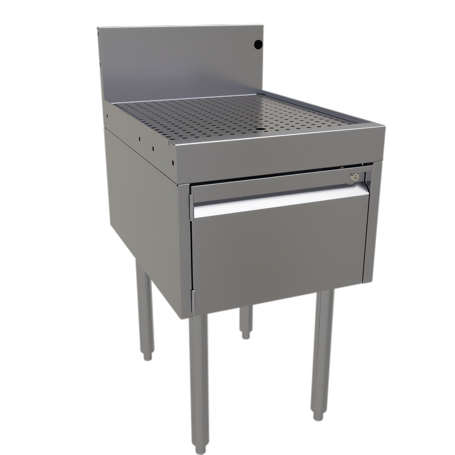 Product image #1 for Glastender Underbar Drainboard Half Cabinet with Locking Door, 18-Inch Wide x 24-Inch Deep, Stainless Steel