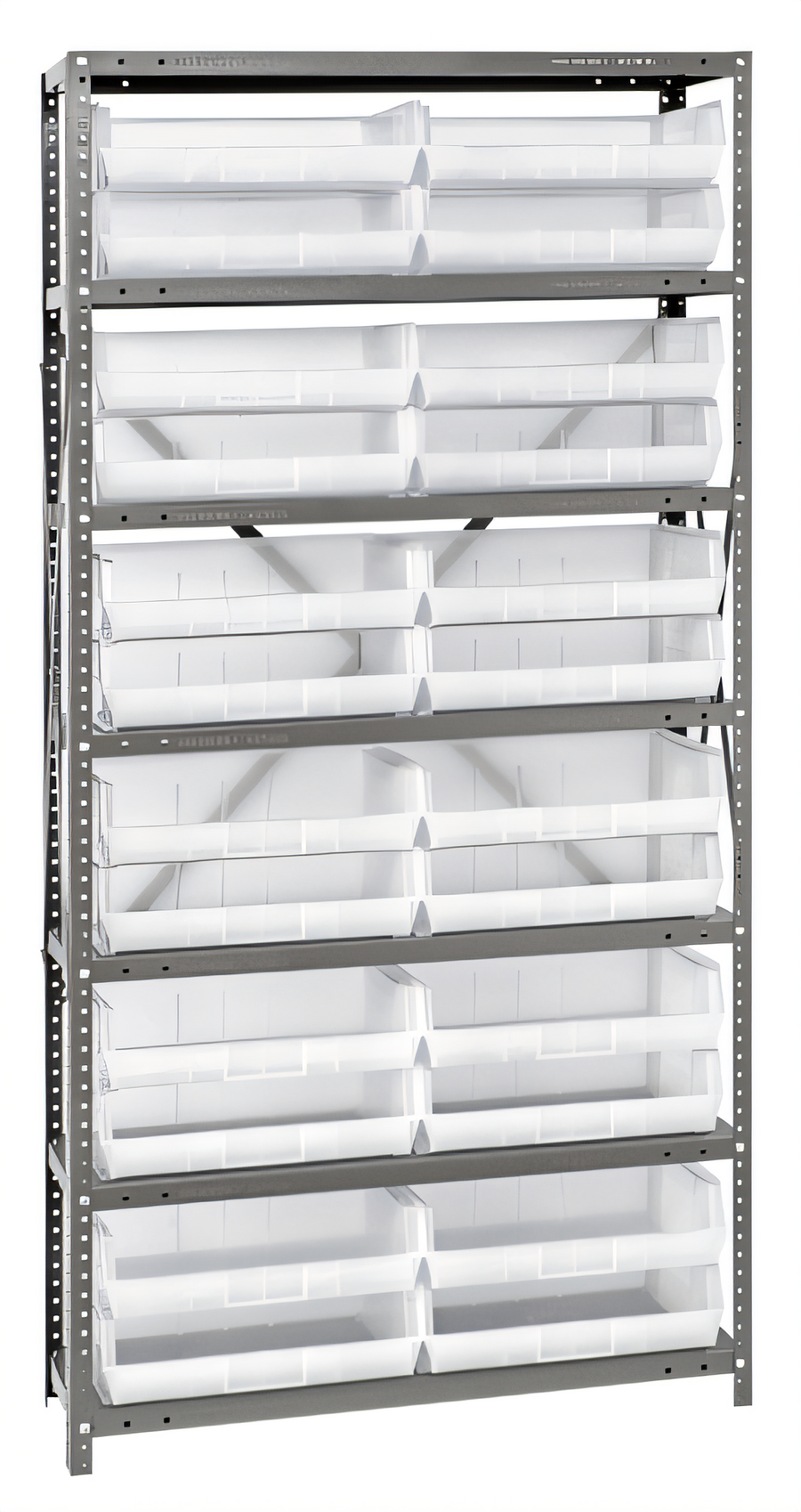 Product image #1 for Quantum 7-Shelf Heavy Duty Wire Shelving Unit with 24 Clear Bins, 36 Inch L x 12 Inch D x 75 Inch H
