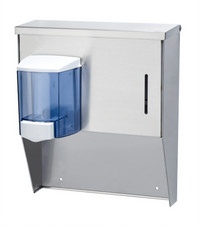 Wall-Mounted Folded Towel and Soap Dispenser for Hand Sinks, 12 Inches Wide
