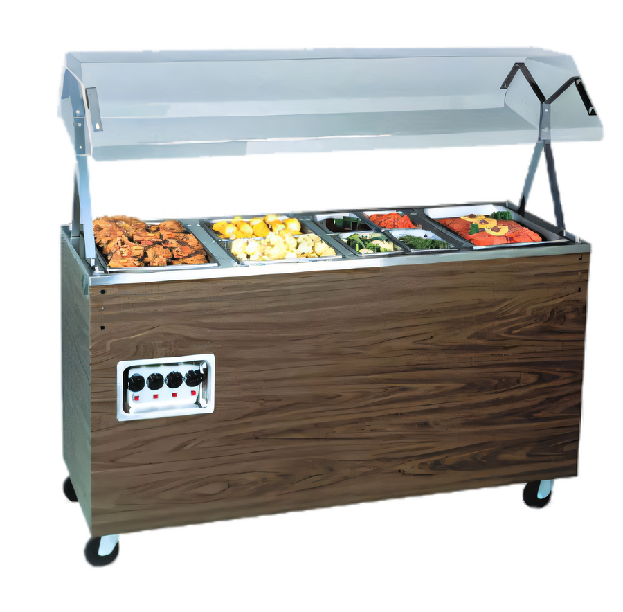 Product image #1 for 3-Well Deluxe Portable Hot Food Station with Buffet Breath Guard, Lights, and Enclosed Storage Base