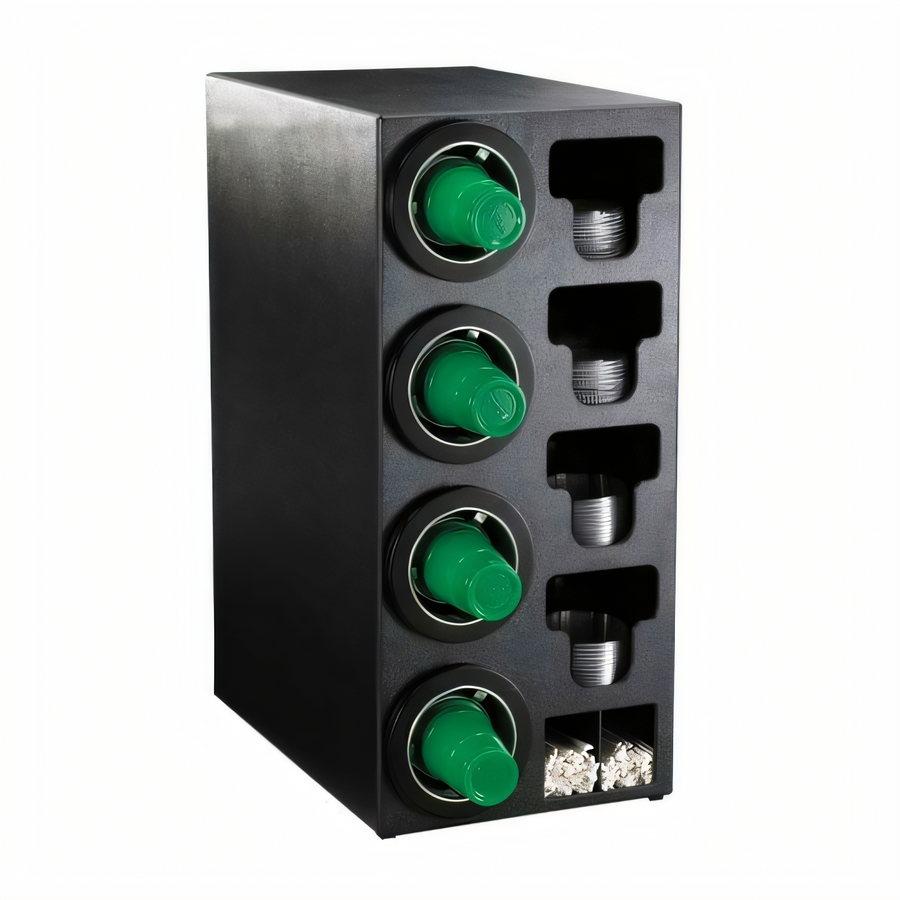 Product image #1 for Countertop Combination Cup Dispensing Cabinet with 4 Adjustable Dispensers, Lid and Straw Storage