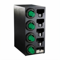 Countertop Combination Cup Dispensing Cabinet with 4 Adjustable Dispensers, Lid and Straw Storage