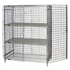 Thumbnail image #1 for Quantum 1836-63SEC-2 Stationary Chrome Wire Security Cage, 36"W x 18"D x 63"H, 2 Intermediate Shelves, Locking Doors