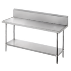 Thumbnail image #1 for Advance Tabco 132" x 30" 304 Stainless Steel Work Table with 10" Backsplash and Adjustable Undershelf