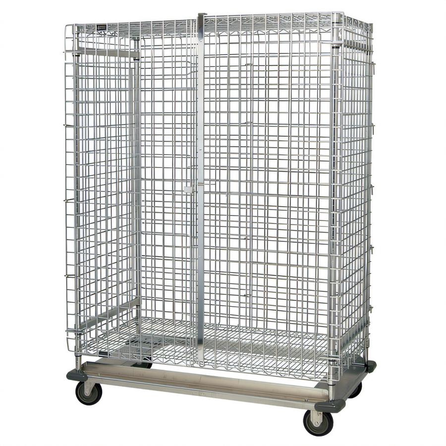 Product image #1 for Quantum Mobile Dolly Base Security Cage with Doors and Panel Set, 48 Inches Wide x 24 Inches Deep x 70 Inches High, Chrome Plated